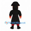 Pirate Captain Mascot Costume with Black Coat and Red Trim