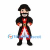 Pirate Captain Mascot Costume with Black Coat and Red Trim