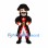 Pirate Captain Mascot Costume with Black Coat and Red Trim