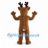 Reindeer Mascot Costume in Brown with White Belly and Red Nose