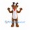 Reindeer Mascot Costume in Brown with White Belly and Red Nose