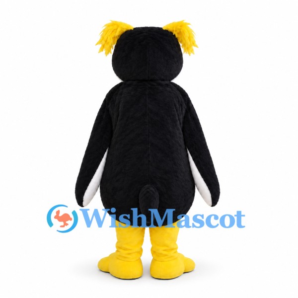 Rockhopper Penguin Mascot Costume with Yellow Head Feathers