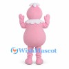 Flower Character Mascot Costume in Pink with White Collar