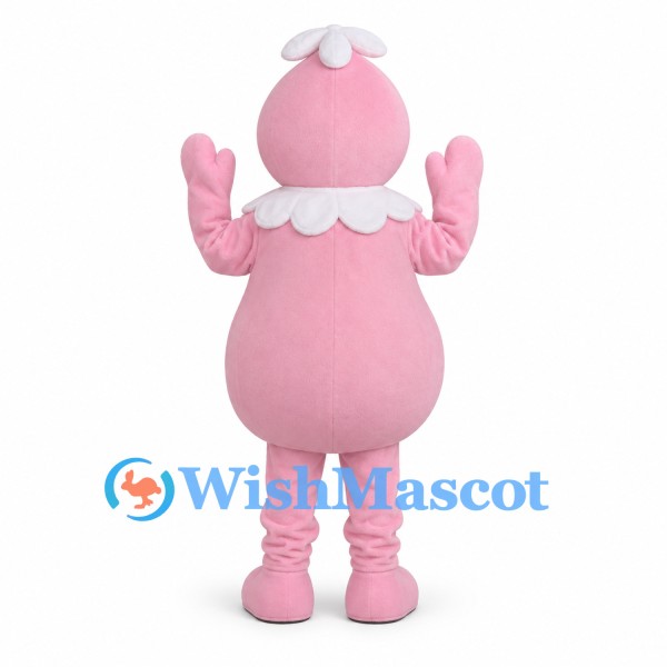 Flower Character Mascot Costume in Pink with White Collar