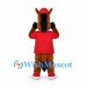 Horse Jockey Mascot Costume with Red Shirt and Helmet