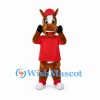 Horse Jockey Mascot Costume with Red Shirt and Helmet