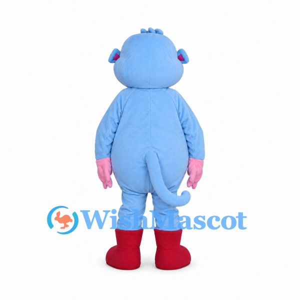 Monkey Mascot Costume in Blue with Pink Face and Yellow Belly