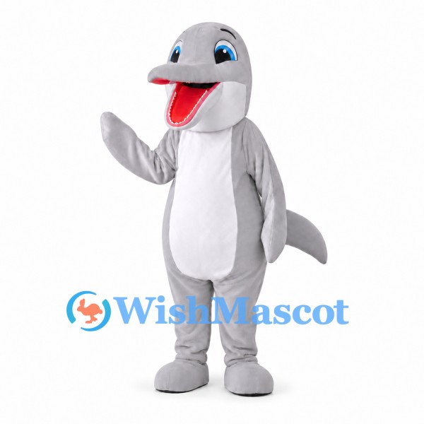 Dolphin Mascot Costume in Gray with White Belly