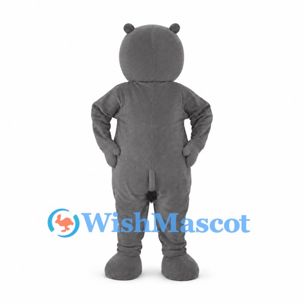Hippo Mascot Costume in Gray with Blue Eyes