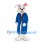 Rabbit Mascot Costume in White with Blue Tailcoat