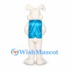 Rabbit Mascot Costume with Blue Carrot Print Vest
