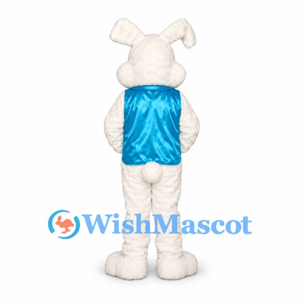 Rabbit Mascot Costume with Blue Carrot Print Vest