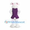 Rabbit Mascot Costume in White with Purple Heart Dress