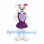 Rabbit Mascot Costume in White with Purple Heart Dress