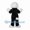 Sheepdog Mascot Costume in Black and White with Shaggy Head