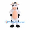Cow Mascot Costume with Black Spots and Peach Belly