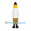 Spark Plug Mascot Costume in White and Yellow with Smiling Face