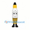 Spark Plug Mascot Costume in White and Yellow with Smiling Face