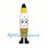 Spark Plug Mascot Costume in White and Yellow with Smiling Face