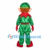 Elf Mascot Costume with Shiny Green Outfit and Red Collar