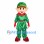 Elf Mascot Costume with Shiny Green Outfit and Red Collar