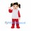 Girl Mascot Costume with Black Pigtails and Red Pants