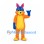 Rabbit Mascot Costume in Orange and Blue with Yellow Belly