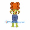Woman Mascot Costume with Orange Hair and Floral Shirt
