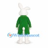 Rabbit Mascot Costume with Green Tailcoat and Pink Bow