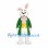 Rabbit Mascot Costume with Green Tailcoat and Pink Bow