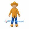Scarecrow Mascot Costume with Straw Hat and Yellow Coat