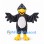 Crow Mascot Costume in Black with Gray Belly and Yellow Beak