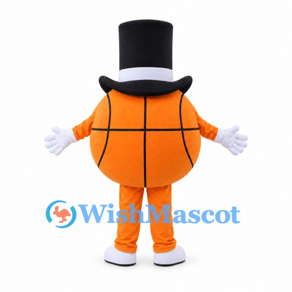 Basketball Mascot Costume with Black Top Hat and Mustache