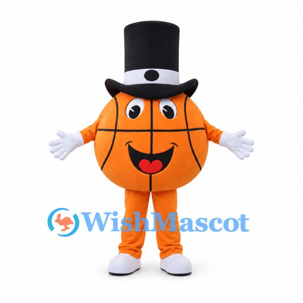 Basketball Mascot Costume with Black Top Hat and Mustache