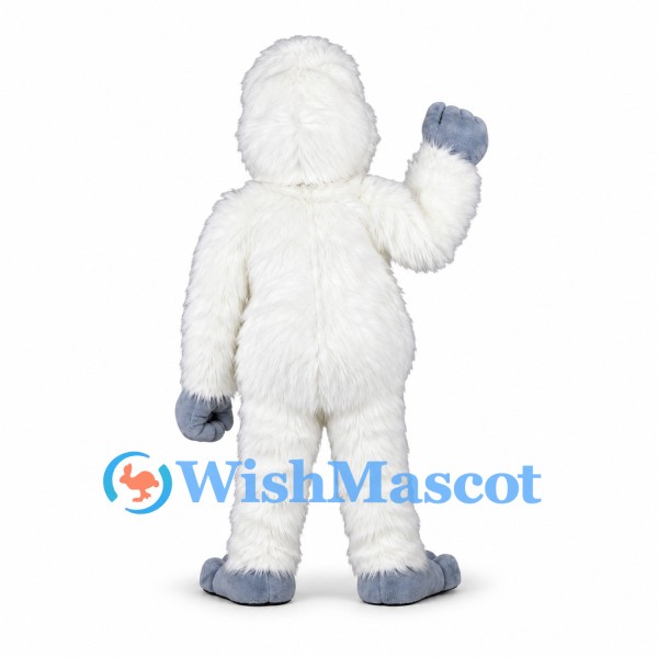 Yeti Mascot Costume in White with Gray Hands and Feet