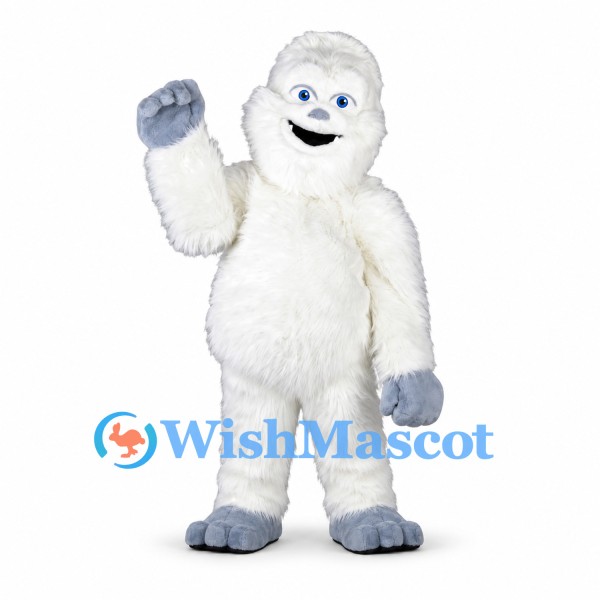 Yeti Mascot Costume in White with Gray Hands and Feet