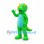 Dragon Mascot Costume in Green with Blue Belly and Yellow Horns