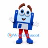 Floppy Disk Mascot Costume in Blue with Red Legs