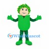 Leaf Boy Mascot Costume with Green Outfit and Leaf Hair