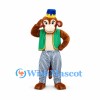 Monkey Mascot Costume with Green Vest and Striped Pants