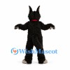 Wolf Mascot Costume in Black with Red Tie and Long Muzzle