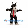Wolf Mascot Costume in Black with Red Tie and Long Muzzle