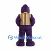 Gorilla Mascot Costume in Purple with Striped Vest and Yellow Bow