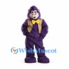 Gorilla Mascot Costume in Purple with Striped Vest and Yellow Bow