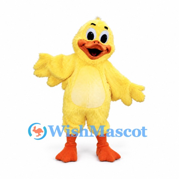 Duckling Mascot Costume in Yellow with Orange Feet