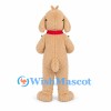 Dog Mascot Costume in Cream with Glasses and Green Book