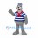 Bear Sailor Mascot Costume with Blue Striped Shirt and Red Scarf