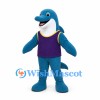 Dolphin Mascot Costume with Purple Sports Vest