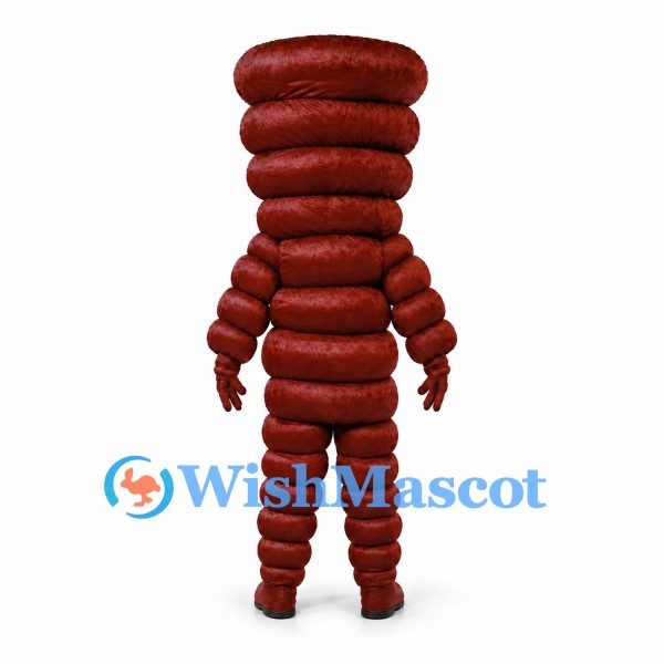 Sausage Mascot Costume in Brown with Stacked Links and Smiling Face