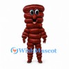 Sausage Mascot Costume in Brown with Stacked Links and Smiling Face